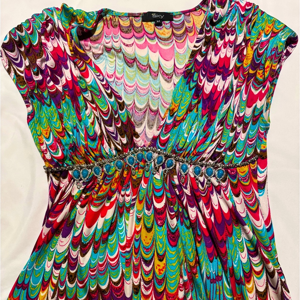 Sky Turquoise sequin adorned beautiful blouse